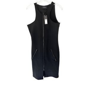 New with Tags Won Hundred Black Malena Sleeveless Zipper Mini Dress Size 6